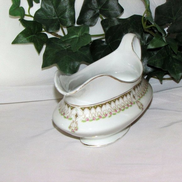 Vintage Gravy Boat J & G MEAKIN Pink Roses Scrolls England Cottagecore - Picture 6 of 8